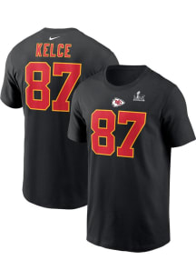 Travis Kelce Kansas City Chiefs Black 2024 Super Bowl Participant Short Sleeve Player T Shirt