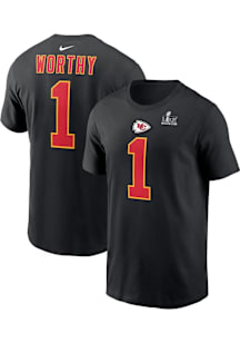 Xavier Worthy Kansas City Chiefs Black 2024 Super Bowl Participant Short Sleeve Player T Shirt