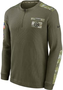 Nike Pittsburgh Steelers Mens Olive Salute To Service Long Sleeve 1/4 Zip Pullover