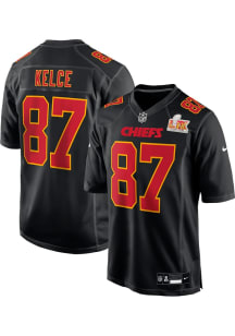 Travis Kelce  Nike Kansas City Chiefs Black 2024 Super Bowl Participant Football Jersey