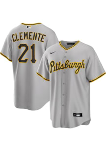 Roberto Clemente Pittsburgh Pirates Mens Replica Road Jersey - Grey