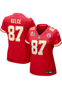Travis Kelce  Nike Kansas City Chiefs Womens Red 2024 Super Bowl Participant Football Jersey