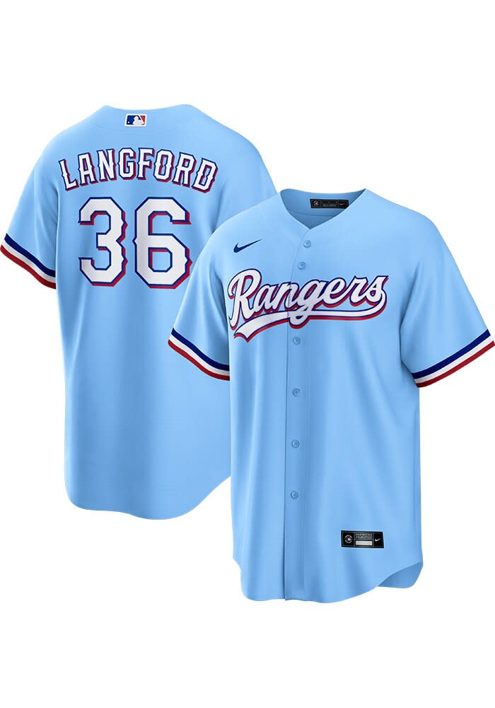 Wyatt Langford Texas Rangers Mens Replica LIGHT BLUE Alt Jersey