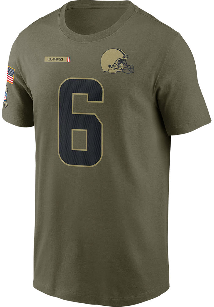 Baker Mayfield Cleveland Browns Olive Salute To Service Short Sleeve Player T Shirt