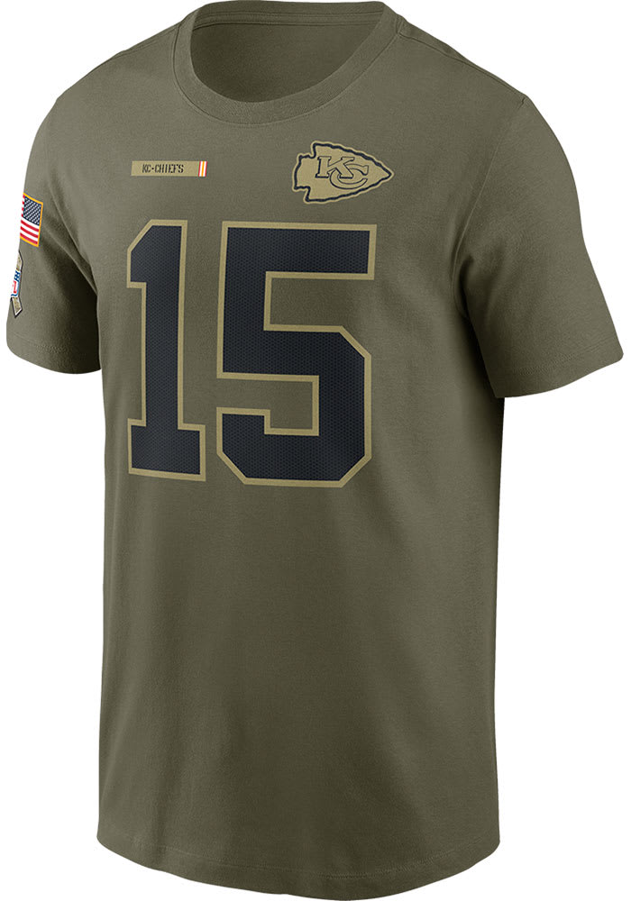 Patrick Mahomes Kansas City Chiefs Olive Salute To Service Short Sleeve Player T Shirt