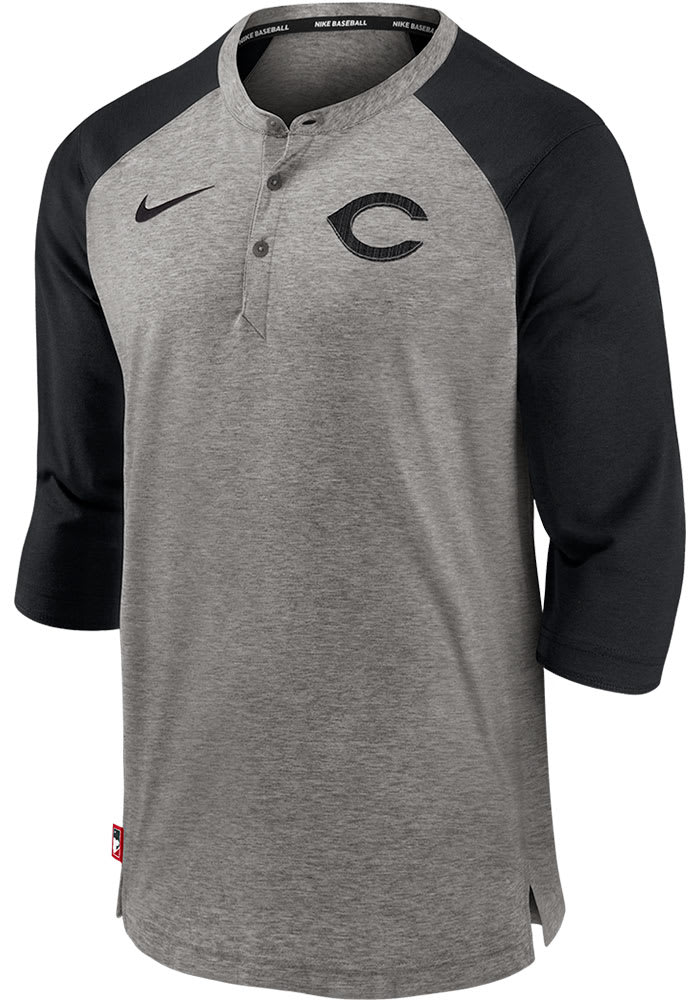 Nike Cincinnati Reds Charcoal Dry Top Flux Long Sleeve Fashion T Shirt
