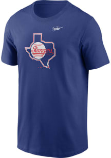 Nike Texas Rangers Blue Coop Logo Short Sleeve T Shirt