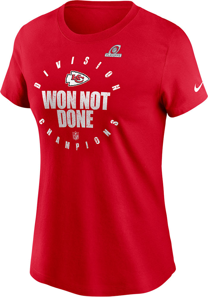 Nike Kansas City Chiefs Womens Red 2020 Division Champs Locker Room Short Sleeve T-Shirt