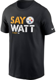 TJ Watt Pittsburgh Steelers Black SAY WATT Short Sleeve Player T Shirt