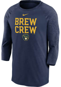 Nike Milwaukee Brewers Navy Blue Local Phrase Long Sleeve Fashion T Shirt