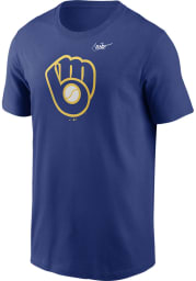 Nike Milwaukee Brewers Blue Team Logo Short Sleeve T Shirt
