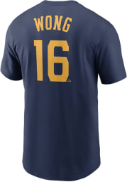 Kolten Wong Milwaukee Brewers Navy Blue Name Number Short Sleeve Player T Shirt