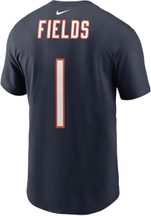 Justin Fields Chicago Bears Navy Blue Name Number Short Sleeve Player T Shirt