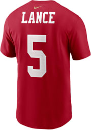 Trey Lance San Francisco 49ers Red Name Number Short Sleeve Player T Shirt