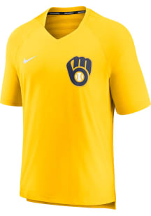 Nike Milwaukee Brewers Gold Pregame Short Sleeve T Shirt