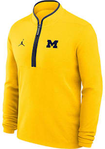 Nike Michigan Wolverines Mens Yellow Jordan Victory Long Sleeve Qtr Zip Pullover