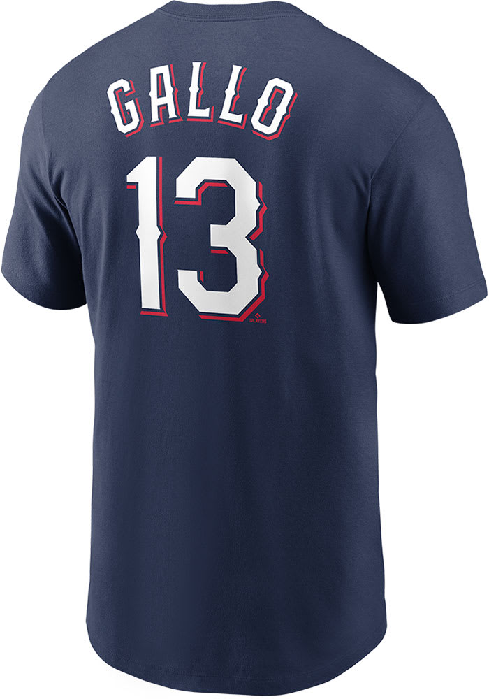 Joey Gallo Texas Rangers Navy Blue Name Number Short Sleeve Player T Shirt