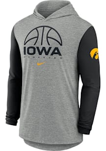 Nike Iowa Hawkeyes Mens Grey Colorblocked Basketball Long Sleeve Hoodie