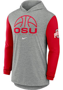 Mens Ohio State Buckeyes Grey Nike Colorblocked Basketball Hooded Sweatshirt