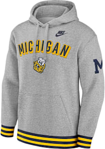 Nike Michigan Wolverines Mens Grey Legacy Retro Long Sleeve Hoodie