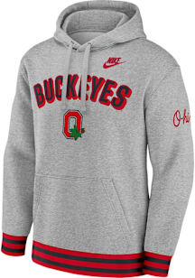 Mens Ohio State Buckeyes Grey Nike Legacy Retro Hooded Sweatshirt