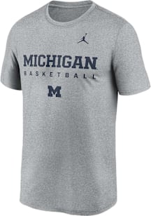 Nike Michigan Wolverines Grey Jordan DriFIT Basketball Legend Short Sleeve T Shirt
