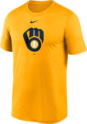 Nike Milwaukee Brewers Gold Large Logo Legend Short Sleeve T Shirt