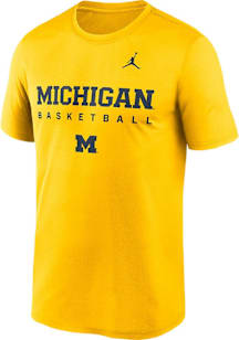Nike Michigan Wolverines Yellow Jordan DriFIT Basketball Legend Short Sleeve T Shirt