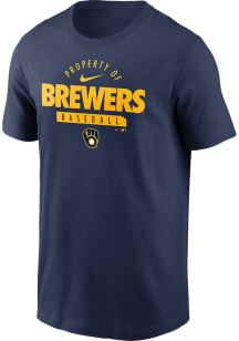 Nike Milwaukee Brewers Navy Blue Property Of Short Sleeve T Shirt