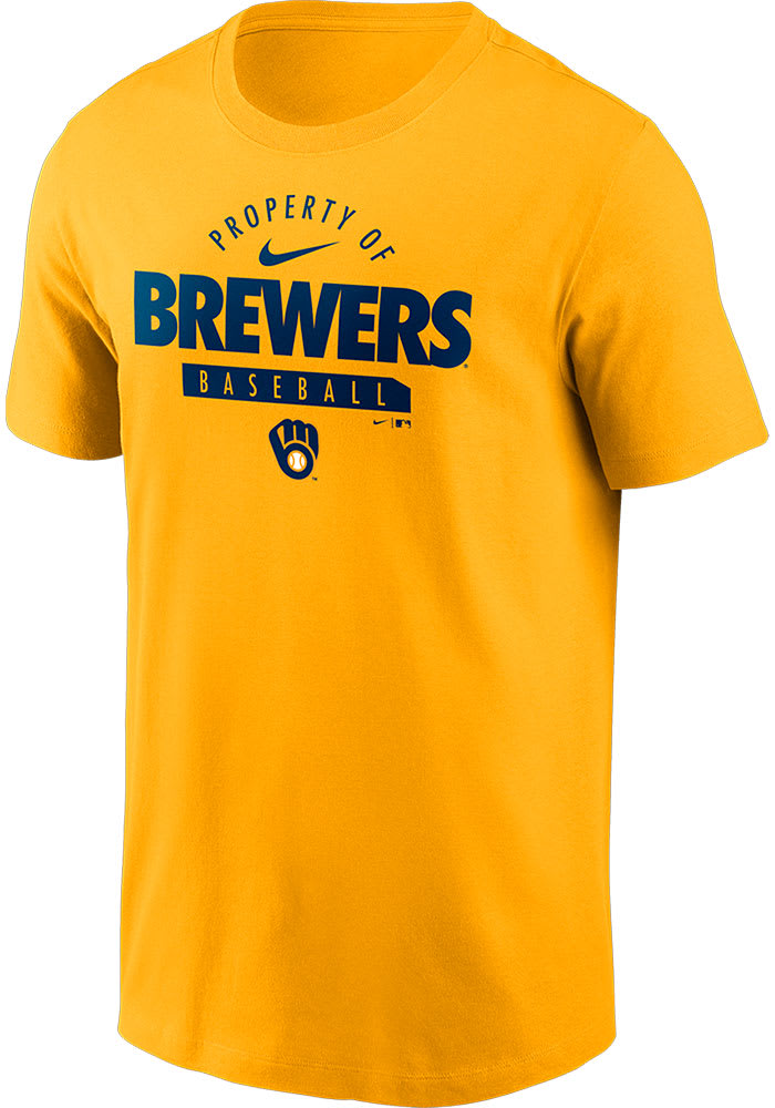 Men's Nike Christian Yelich Gold Milwaukee Brewers Name & Number Team T- Shirt