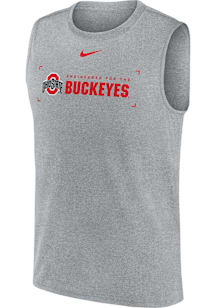 Mens Ohio State Buckeyes Grey Nike DriFIT Legend Short Sleeve Tank Top