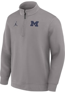 Nike Michigan Wolverines Mens Ash Jordan DriFIT Coaches Long Sleeve Qtr Zip Pullover
