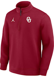 Nike Oklahoma Sooners Mens Crimson Jordan DriFIT Coaches Long Sleeve Qtr Zip Pullover