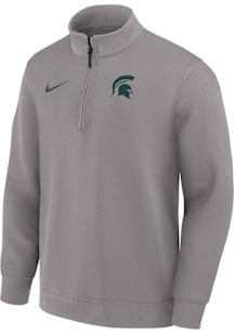 Nike Michigan State Spartans Mens Ash DriFIT Coaches Long Sleeve Qtr Zip Pullover