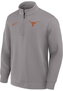 Nike Texas Longhorns Mens Ash DriFIT Coaches Long Sleeve Qtr Zip Pullover