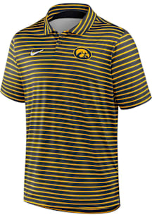Mens Iowa Hawkeyes Charcoal Nike DriFIT Stripe Tour Short Sleeve Polo Shirt