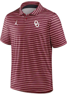 Nike Oklahoma Sooners Mens Crimson Jordan DriFIT Stripe Tour Short Sleeve Polo