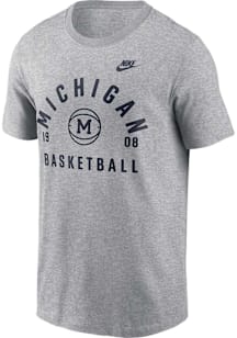 Nike Michigan Wolverines Grey Legacy Arch Basketball Short Sleeve T Shirt