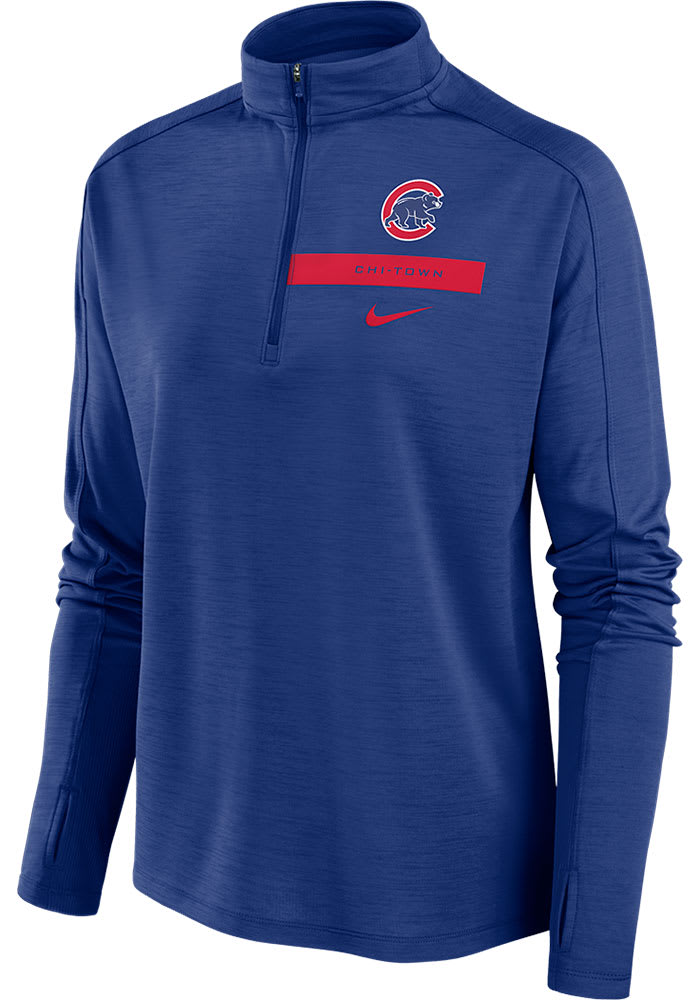 Antigua Chicago Cubs Womens Blue Fortune 1/4 Zip Pullover