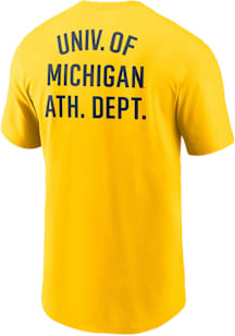 Nike Michigan Wolverines Yellow Legacy 2 Hit Short Sleeve T Shirt