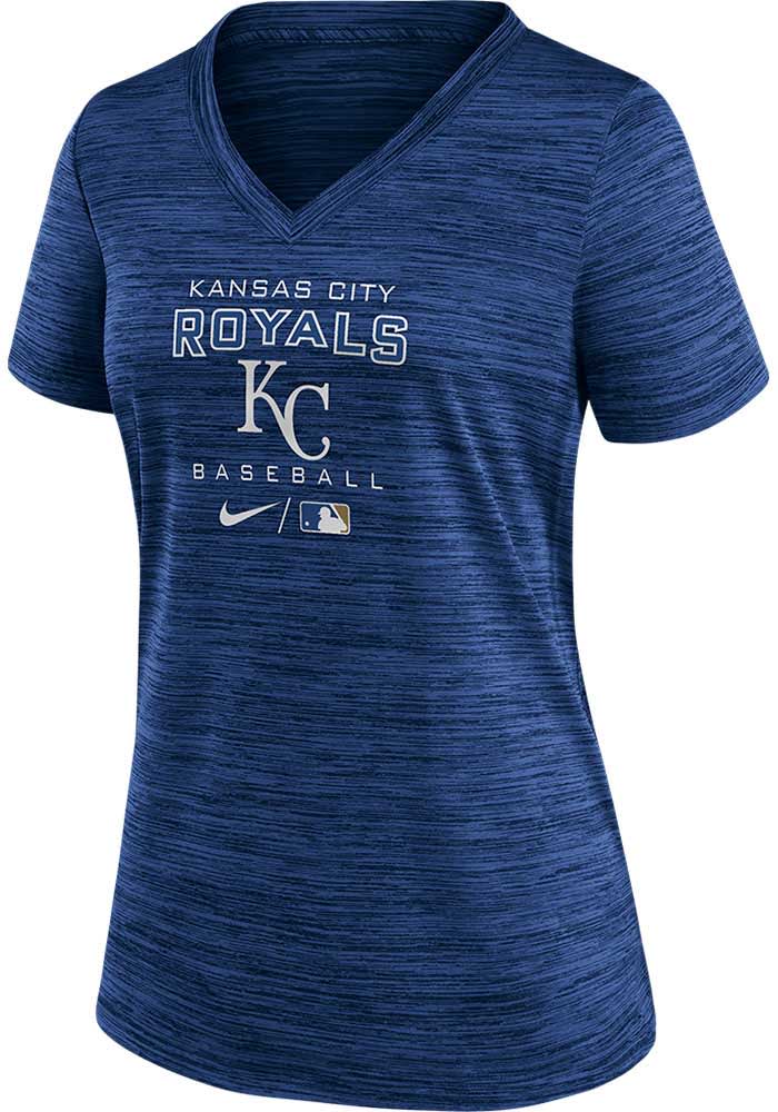 Nike Kansas City Royals Women's Blue Velocity T-Shirt, Blue, 67% POLYESTER/ 33% Cotton, Size S, Rally House