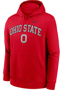 Nike Ohio State Buckeyes Mens Red Embroidered Arch Mascot Long Sleeve Hoodie