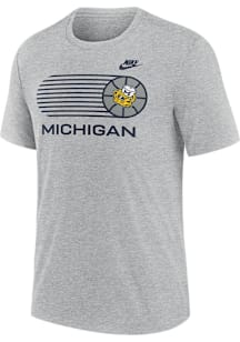 Nike Michigan Wolverines Grey Triblend Basketball Short Sleeve Fashion T Shirt