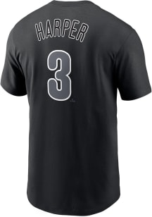 Bryce Harper Philadelphia Phillies Black Refresh Name Number Short Sleeve Player T Shirt