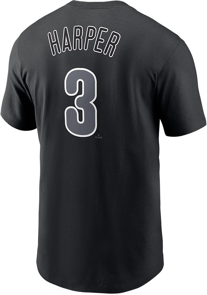 Bryce Harper Philadelphia Phillies Black Refresh Name Number Short Sleeve Player T Shirt