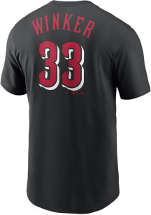 Jesse Winker Cincinnati Reds Black Name Number Short Sleeve Player T Shirt