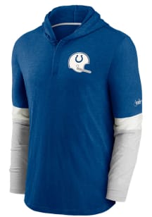 Nike Indianapolis Colts Mens Blue Mascot Historic Henley Fashion Hood