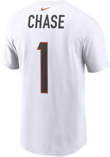 Ja'Marr Chase Cincinnati Bengals White Name Number Short Sleeve Player T Shirt