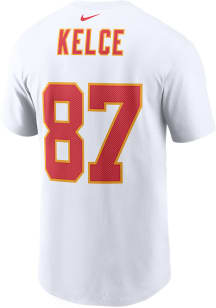 Travis Kelce Kansas City Chiefs White Name Number Short Sleeve Player T Shirt