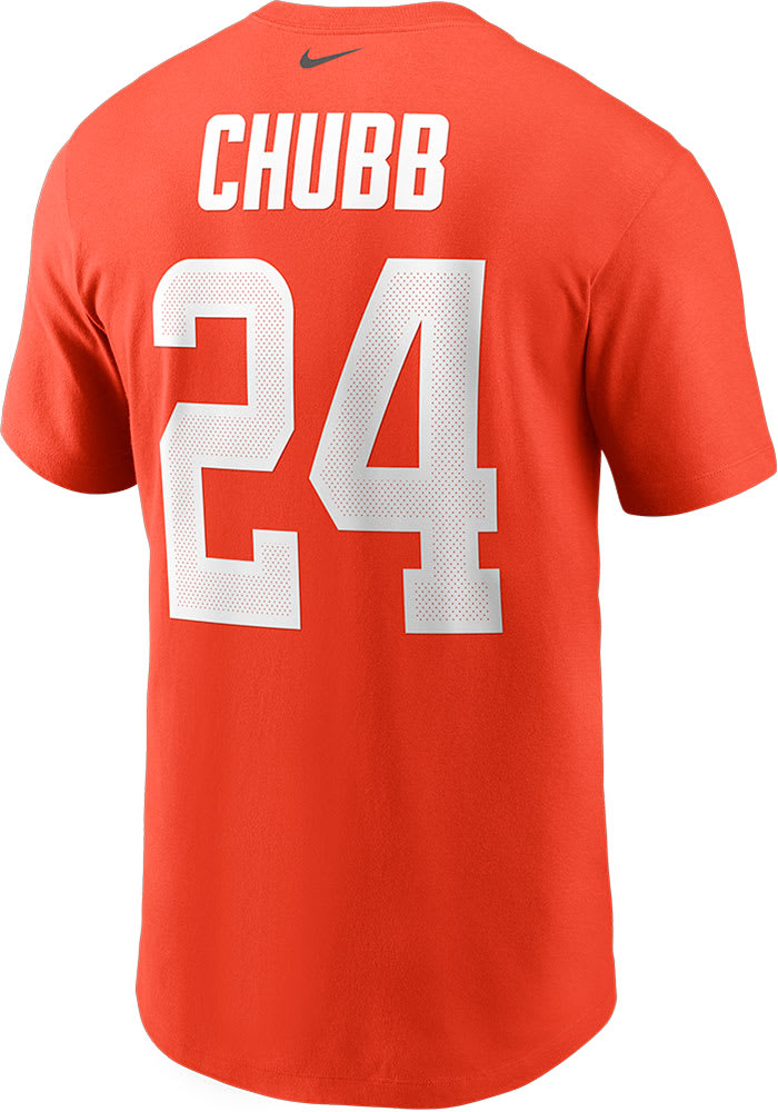 Nick Chubb Cleveland Browns Orange Name Number Short Sleeve Player T Shirt